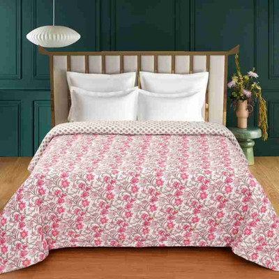 NK Handlooms Floral Single Comforter for  Mild Winter(Poly Cotton, Pink Bell)