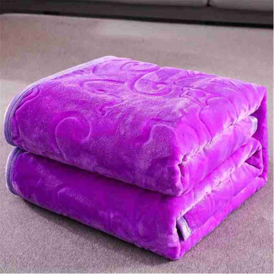 DORISTYLE Self Design Double Mink Blanket for  Heavy Winter(Microfiber, Purple)