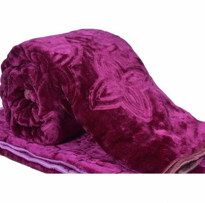 LA VERNE Self Design Double Mink Blanket for  Heavy Winter(Woollen Blend, Purple)