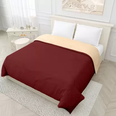 CRAZY WORLD Geometric Double Comforter for  Mild Winter(Poly Cotton, Peach, Maroon)