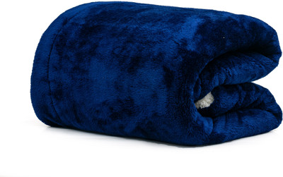 SIDLY PIDLY Solid Single AC Blanket for  AC Room(Fur, Navy Blue)
