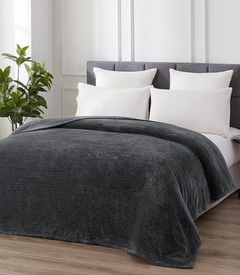 MORADO Geometric Double AC Blanket for  AC Room(Microfiber, Dark Grey)