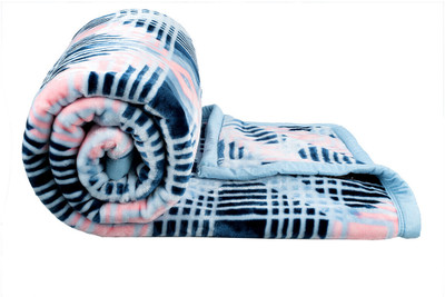 VAS COLLECTIONS Embroidered Double Mink Blanket for  Heavy Winter(Polyester, Dark Blue)