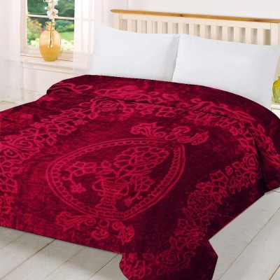 Barbarik Floral Double Mink Blanket for  Mild Winter(Microfiber, Maroon)