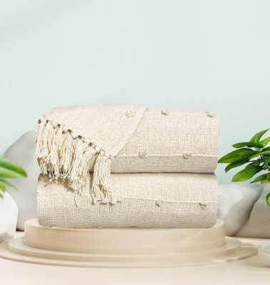 SAJAVAT HOME Striped Single Throw for  AC Room(Cotton, Beige)