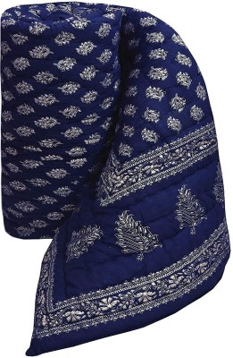 Gnudi Self Design Single Quilt for  Mild Winter(Cotton, Blue)