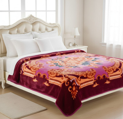 Riyaasat Floral Double Mink Blanket for  Mild Winter(Polyester, Multicolor)