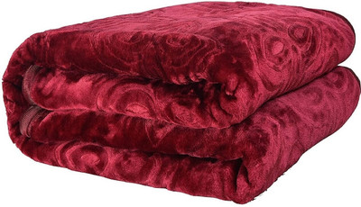Anadhika Abstract Single Mink Blanket for  AC Room(Woollen Blend, Maroon)