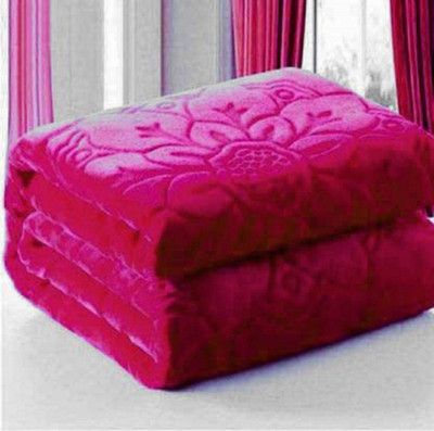 Swikon star Self Design Double Mink Blanket for  Heavy Winter(Microfiber, Maroon)