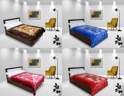 RIAN Floral Single Mink Blanket for  Heavy Winter(Polyester, Multicolor)