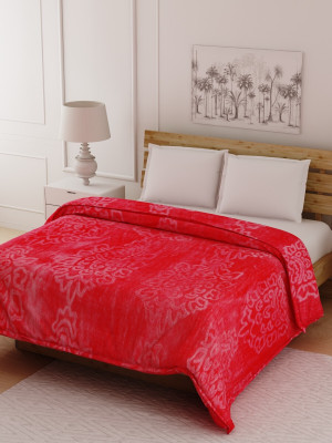 SPANGLE Self Design Double Mink Blanket for  Mild Winter(Microfiber, Pink)