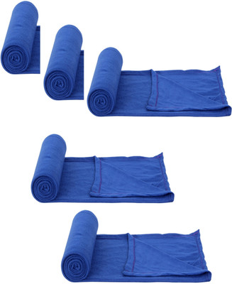 GoHome Solid Single Fleece Blanket for  AC Room(Polyester, Blue Pack of 5)