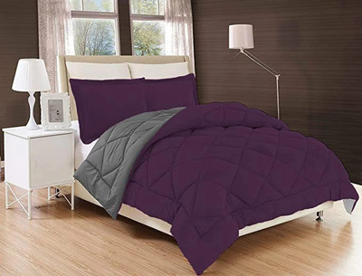 SIE STORE Self Design Single Quilt for  Heavy Winter(Polyester, Purple & Grey)
