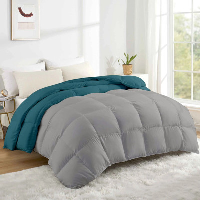 Razzai Solid King Comforter for  Heavy Winter(Microfiber, Teal, Silver)