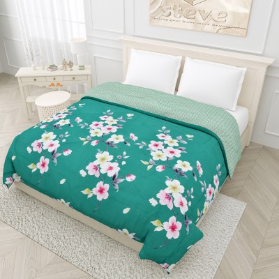 KORBIN Floral Single Comforter for  Mild Winter(Microfiber, Green)