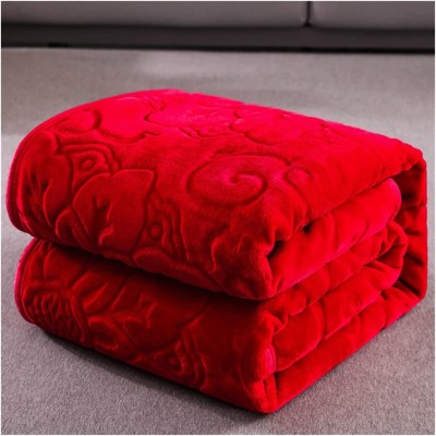 HOLYKRAFT Floral Double Mink Blanket for  Heavy Winter(Microfiber, Red)