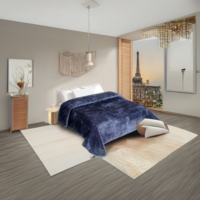 Osonics Textile Solid Double Mink Blanket for  AC Room(Microfiber, Lite Blue)