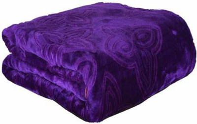 ACZO FEEL Self Design Double Mink Blanket for  Mild Winter(Microfiber, Purple)