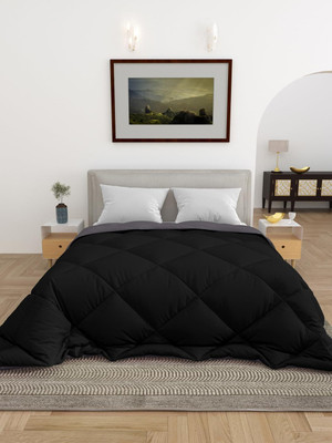 TUNDWAL'S Solid Double Comforter for  Heavy Winter(Microfiber, Black,Grey)