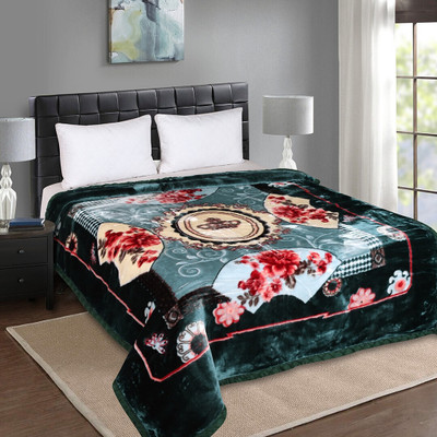 Signature Floral Double Mink Blanket for  Heavy Winter(Microfiber, Multicolor)
