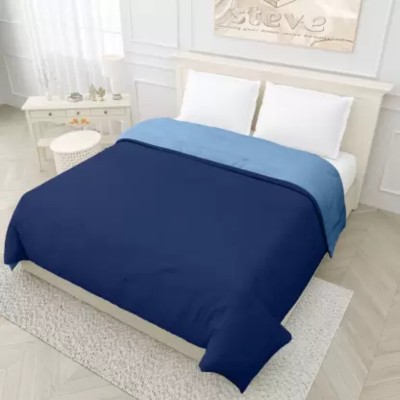 CRAZY WORLD Geometric Double Comforter for  Mild Winter(Poly Cotton, N.Blue, Sky Blue)