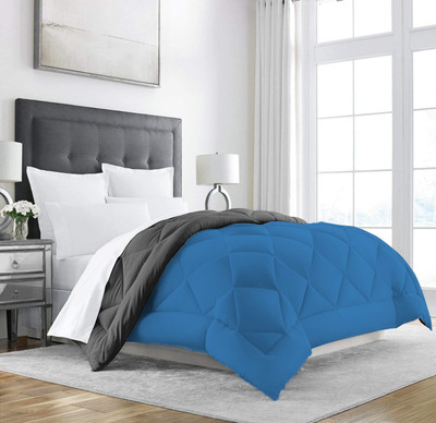 Jaipurlinen Solid Double Comforter for  Heavy Winter(Polyester, Grey : Sky Blue)