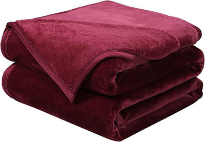VAS COLLECTIONS Solid Double Mink Blanket for  Heavy Winter(Polyester, Maroon-M)