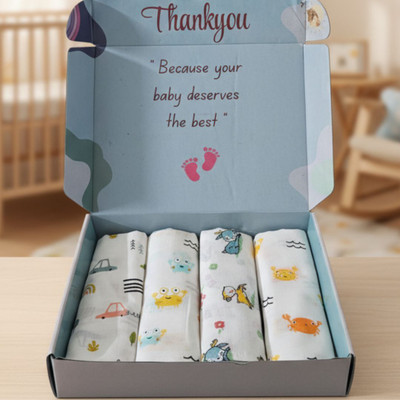 minimavin Printed Single Swaddling Baby Blanket for  Mild Winter(Muslin, Multicolor)