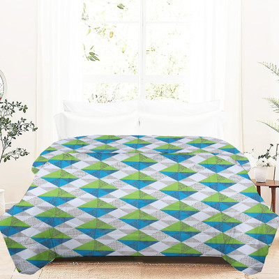 Home Stylish 3D Printed Double Comforter for  AC Room(Microfiber, Green Trangle)