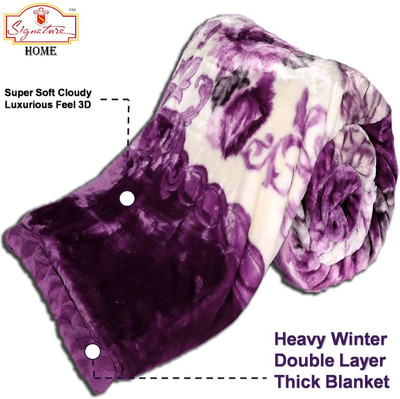 Signature Floral Double Mink Blanket for  Heavy Winter(Fur, Multicolor)