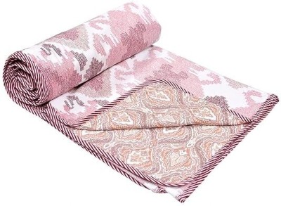 ruhfab Printed Double Dohar for  AC Room(Cotton, Pink)