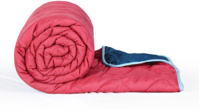 Linenovation Solid Double Comforter for  Mild Winter(Polyester, Dark Blue, Red)