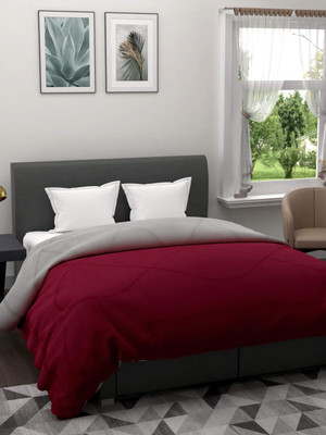 Flipkart SmartBuy Solid Single Comforter for  AC Room(Microfiber, Maroon, Grey)