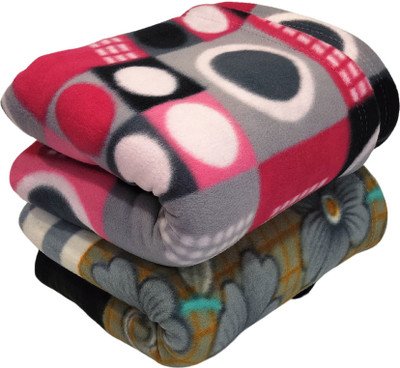 HOMIEE Floral Single Fleece Blanket for  Heavy Winter(Polyester, 2 set type-002)