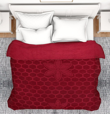 Shivam impex 3D Printed Double Mink Blanket for  Heavy Winter(Woollen Blend, Maroon)