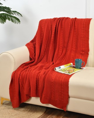 homewaytex Self Design Single Throw for  Mild Winter(Cotton, Maroon)