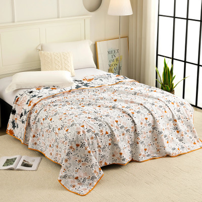 Story@home Printed Double Dohar for  Heavy Winter(Cotton, Yellow, White)