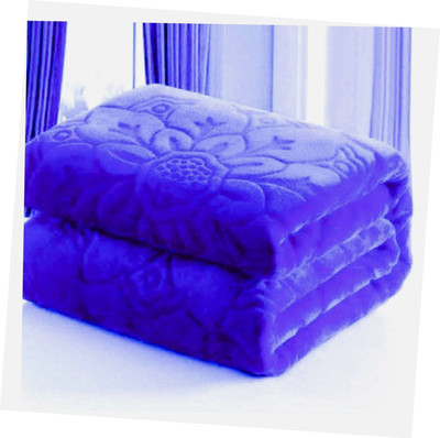 GKM Self Design Double Mink Blanket for  Heavy Winter(Microfiber, Blue)