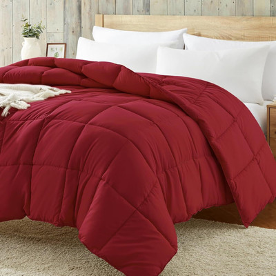 Blue Home Solid Double Comforter for  AC Room(Poly Cotton, Maroon)