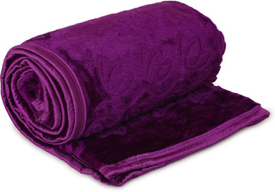 NANDAN JOY Floral Single Mink Blanket for  Heavy Winter(Fur, Purple)