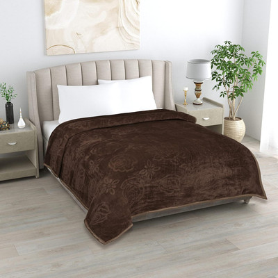 MFI Self Design Double Mink Blanket for  Heavy Winter(Microfiber, Coffee Brown)