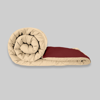 Texcasaa Solid Double Quilt for  Heavy Winter(Polyester, Maroon & Peach)