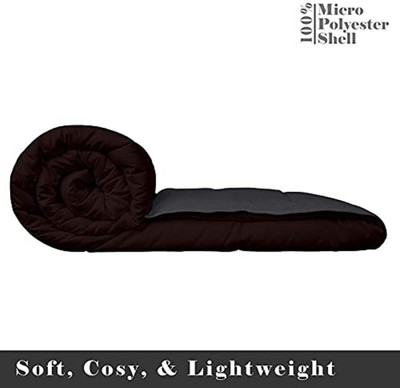 Relaxfeel Solid Single Comforter for  Heavy Winter(Poly Cotton, Brown & Grey)