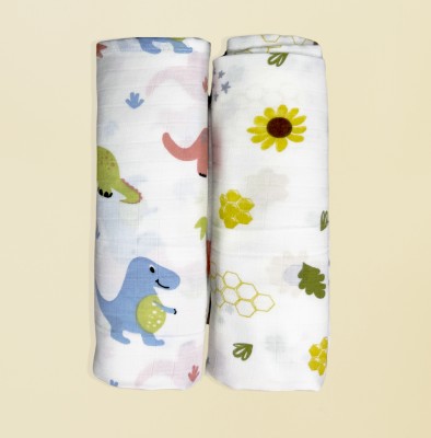 FEBVIBE Printed Crib Swaddling Baby Blanket for  Mild Winter(Muslin, Multi-2)