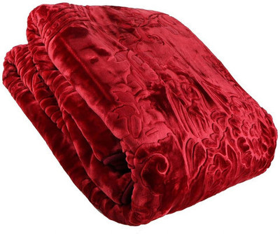 ACZO FEEL Polka Double Mink Blanket for  Heavy Winter(Microfiber, Maroon)