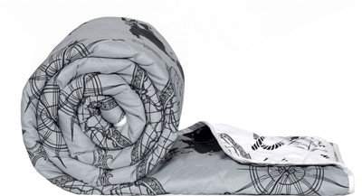 Divine Casa Printed Single Comforter for  Mild Winter(Microfiber, Stonewash Grey and White)