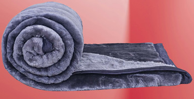 KIXTA Self Design Double Mink Blanket for  Heavy Winter(Microfiber, Grey)