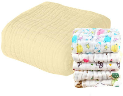 Mom's Home Printed Crib AC Blanket for  AC Room(Muslin, White, Multicolor)