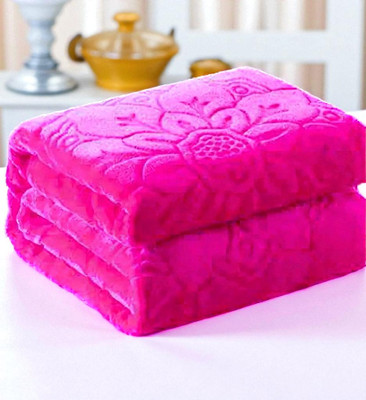 Swikon star Self Design Double Mink Blanket for  Heavy Winter(Polyester, Pink)