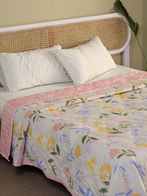 SIMAM Printed Single Comforter for  AC Room(Cotton, PINK 34)